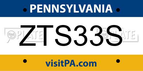 ZTS33S Pennsylvania License Plate