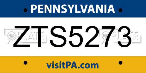 ZTS5273 Pennsylvania License Plate