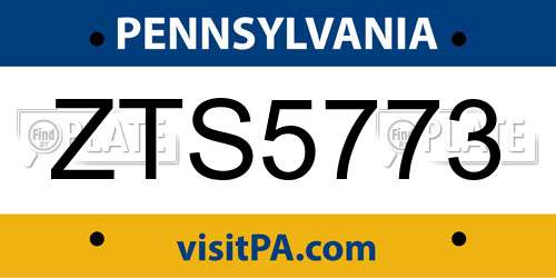 ZTS5773 Pennsylvania License Plate