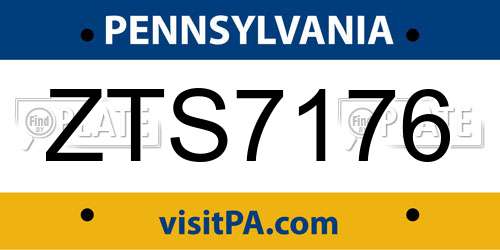 ZTS7176 Pennsylvania License Plate