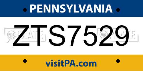 ZTS7529 Pennsylvania License Plate