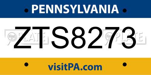 ZTS8273 Pennsylvania License Plate