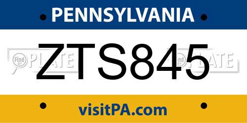 ZTS845 Pennsylvania License Plate