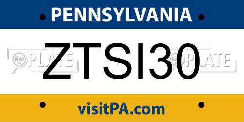 ZTSI30 Pennsylvania License Plate