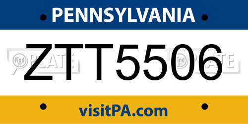 ZTT5506 Pennsylvania License Plate