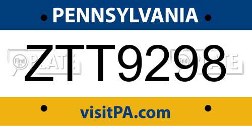 ZTT9298 Pennsylvania License Plate
