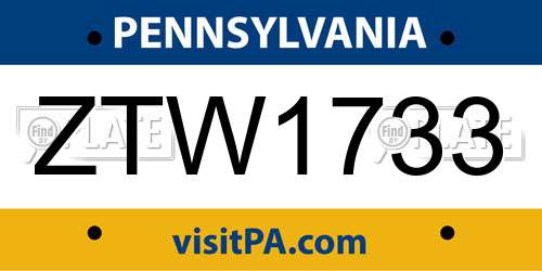ZTW1733 Pennsylvania License Plate