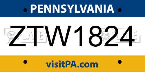 ZTW1824 Pennsylvania License Plate