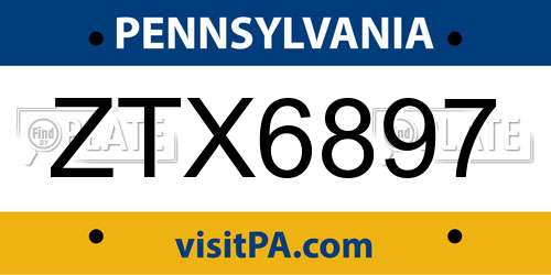ZTX6897 Pennsylvania License Plate