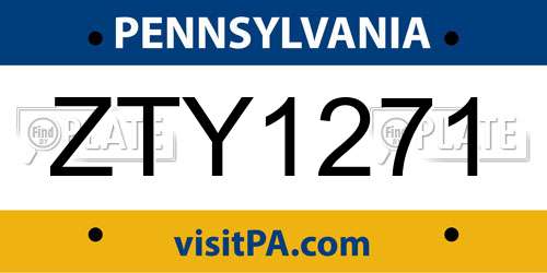 ZTY1271 Pennsylvania License Plate