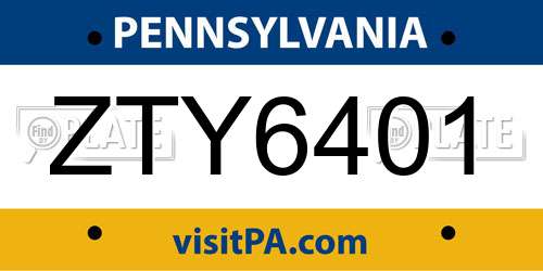 ZTY6401 Pennsylvania License Plate