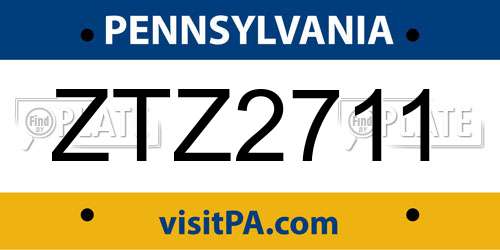 ZTZ2711 Pennsylvania License Plate