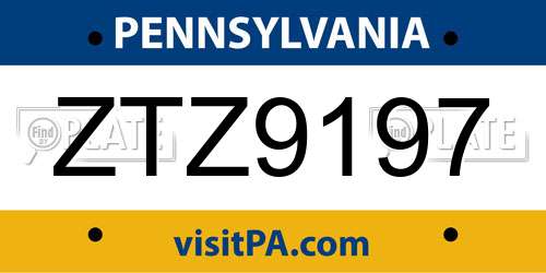 ZTZ9197 Pennsylvania License Plate