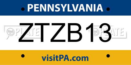 ZTZB13 Pennsylvania License Plate