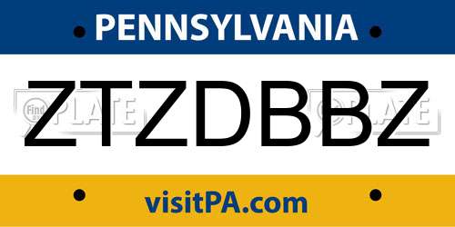 ZTZDBBZ Pennsylvania License Plate