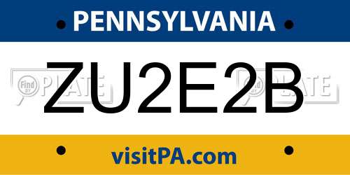 ZU2E2B Pennsylvania License Plate