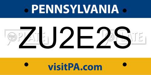 ZU2E2S Pennsylvania License Plate