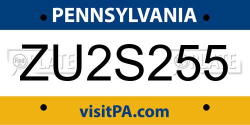 ZU2S255 Pennsylvania License Plate