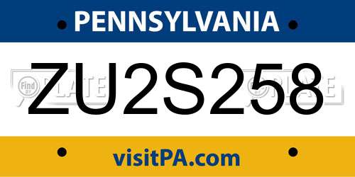 ZU2S258 Pennsylvania License Plate