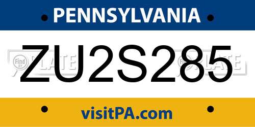 ZU2S285 Pennsylvania License Plate