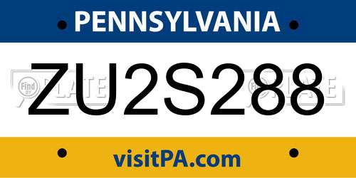 ZU2S288 Pennsylvania License Plate