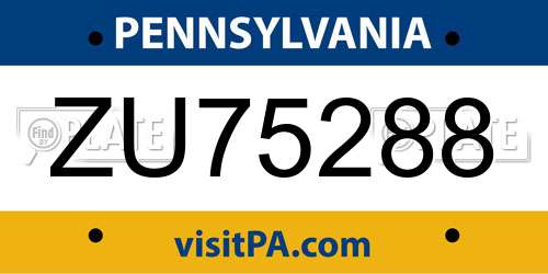 ZU75288 Pennsylvania License Plate