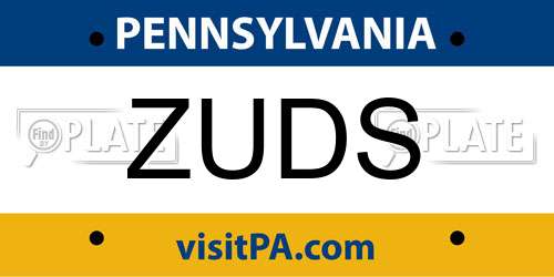 ZUDS Pennsylvania License Plate