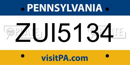 ZUI5134 Pennsylvania License Plate