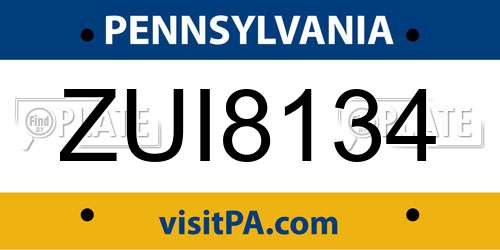 ZUI8134 Pennsylvania License Plate