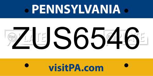 ZUS6546 Pennsylvania License Plate