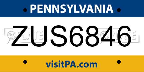 ZUS6846 Pennsylvania License Plate