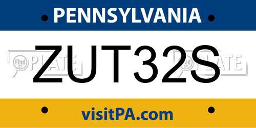 ZUT32S Pennsylvania License Plate