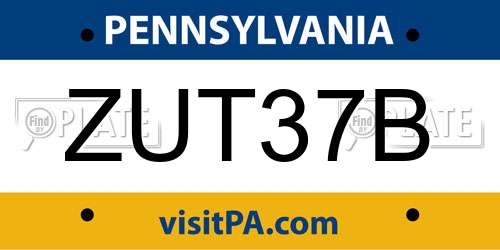 ZUT37B Pennsylvania License Plate