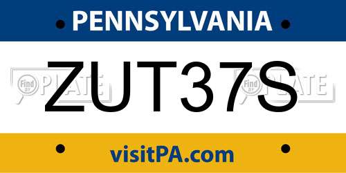 ZUT37S Pennsylvania License Plate