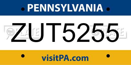 ZUT5255 Pennsylvania License Plate