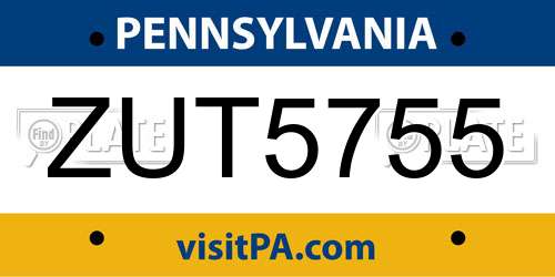 ZUT5755 Pennsylvania License Plate