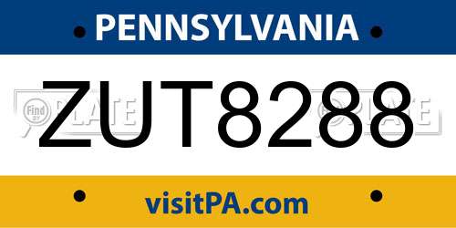 ZUT8288 Pennsylvania License Plate