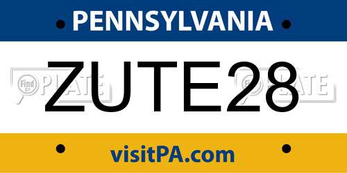 ZUTE28 Pennsylvania License Plate