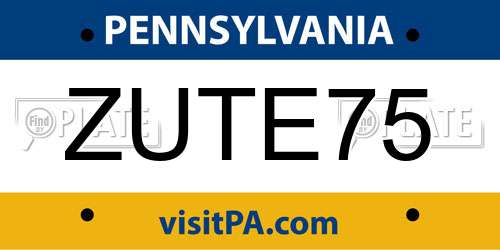 ZUTE75 Pennsylvania License Plate
