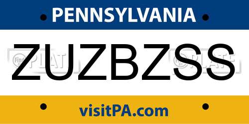 ZUZBZSS Pennsylvania License Plate