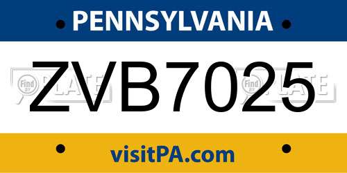 ZVB7025 Pennsylvania License Plate