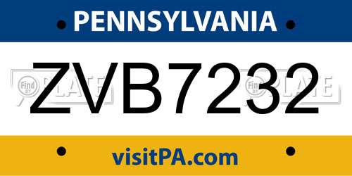 ZVB7232 Pennsylvania License Plate