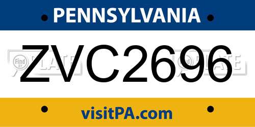 ZVC2696 Pennsylvania License Plate