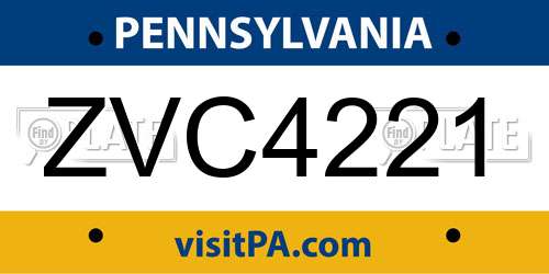 ZVC4221 Pennsylvania License Plate