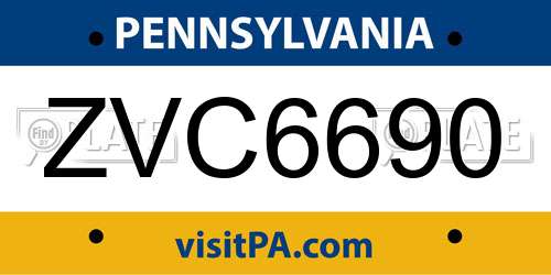 ZVC6690 Pennsylvania License Plate