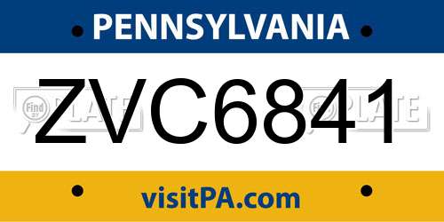 ZVC6841 Pennsylvania License Plate