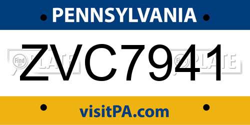 ZVC7941 Pennsylvania License Plate