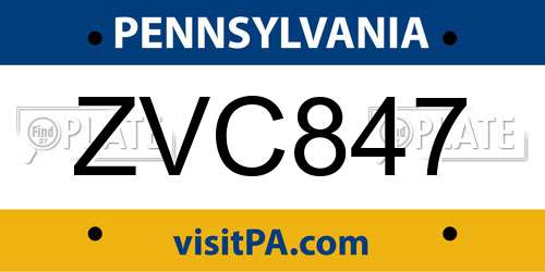 ZVC847 Pennsylvania License Plate