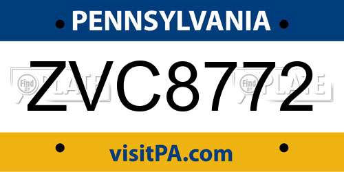 ZVC8772 Pennsylvania License Plate