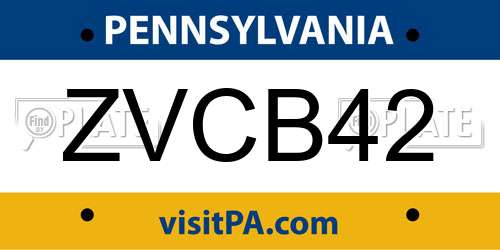 ZVCB42 Pennsylvania License Plate
